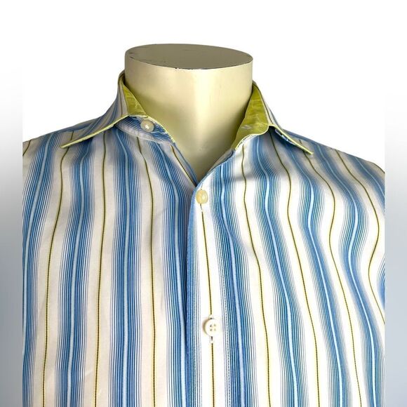 Thomas Dean L/S Casual Striped Dress Shirt Great Pre-Loved Condition Size L - Picture 5 of 11